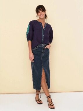 NEW Sonmer $170 Navy Blue Mily Blouse
